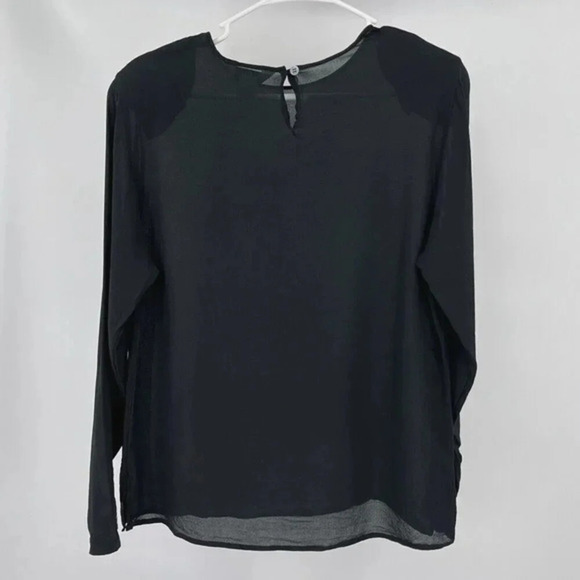 Vtg Paul Stanley Collection 100% Silk Long Sleeve Blouse Size 14 Black Sheer - Picture 4 of 8